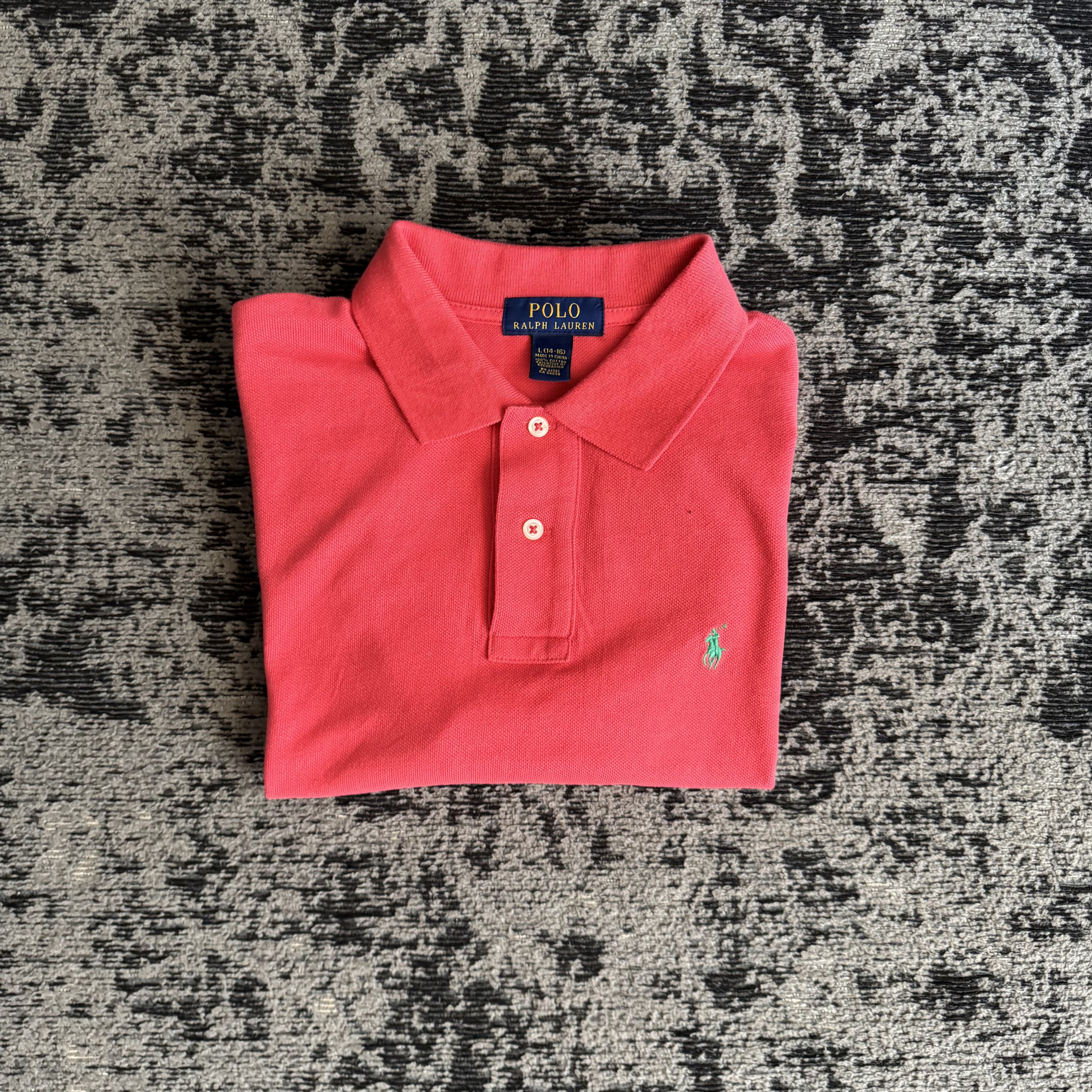 Ralph Lauren Coral Pink Polo Shirt Youth L Adult S