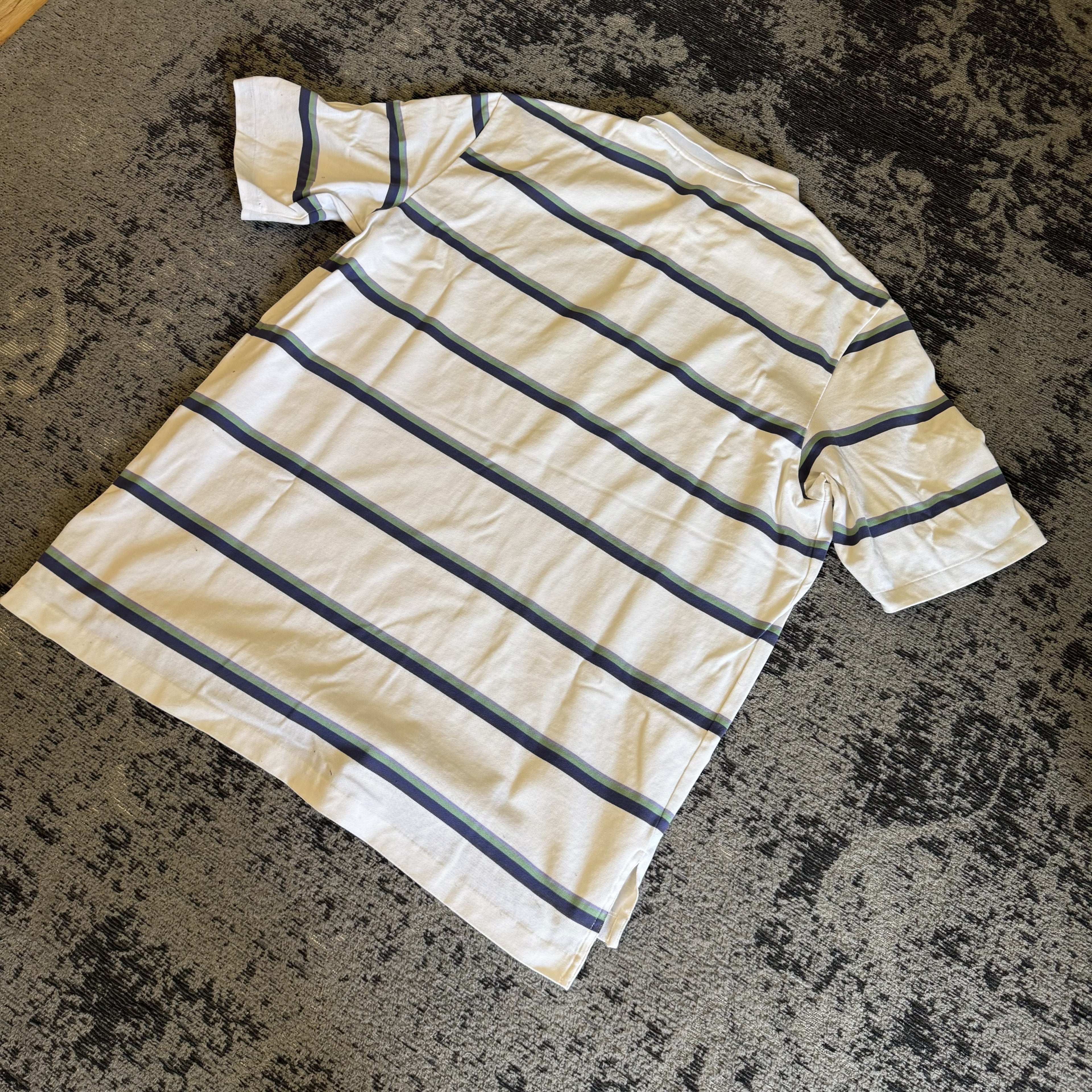Polo Golf Ralph Lauren Cream Navy Striped Polo Size M