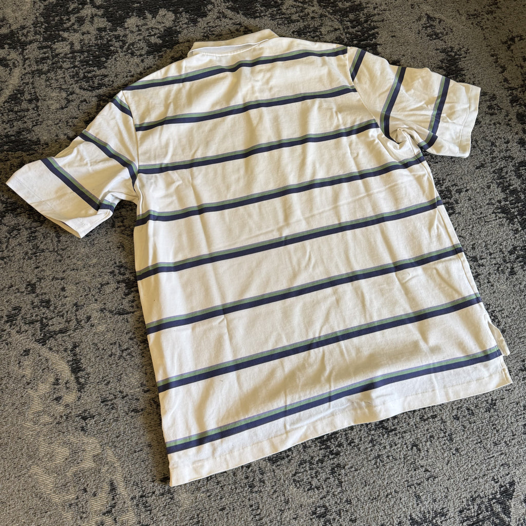 Polo Golf Ralph Lauren Cream Navy Striped Polo Size M