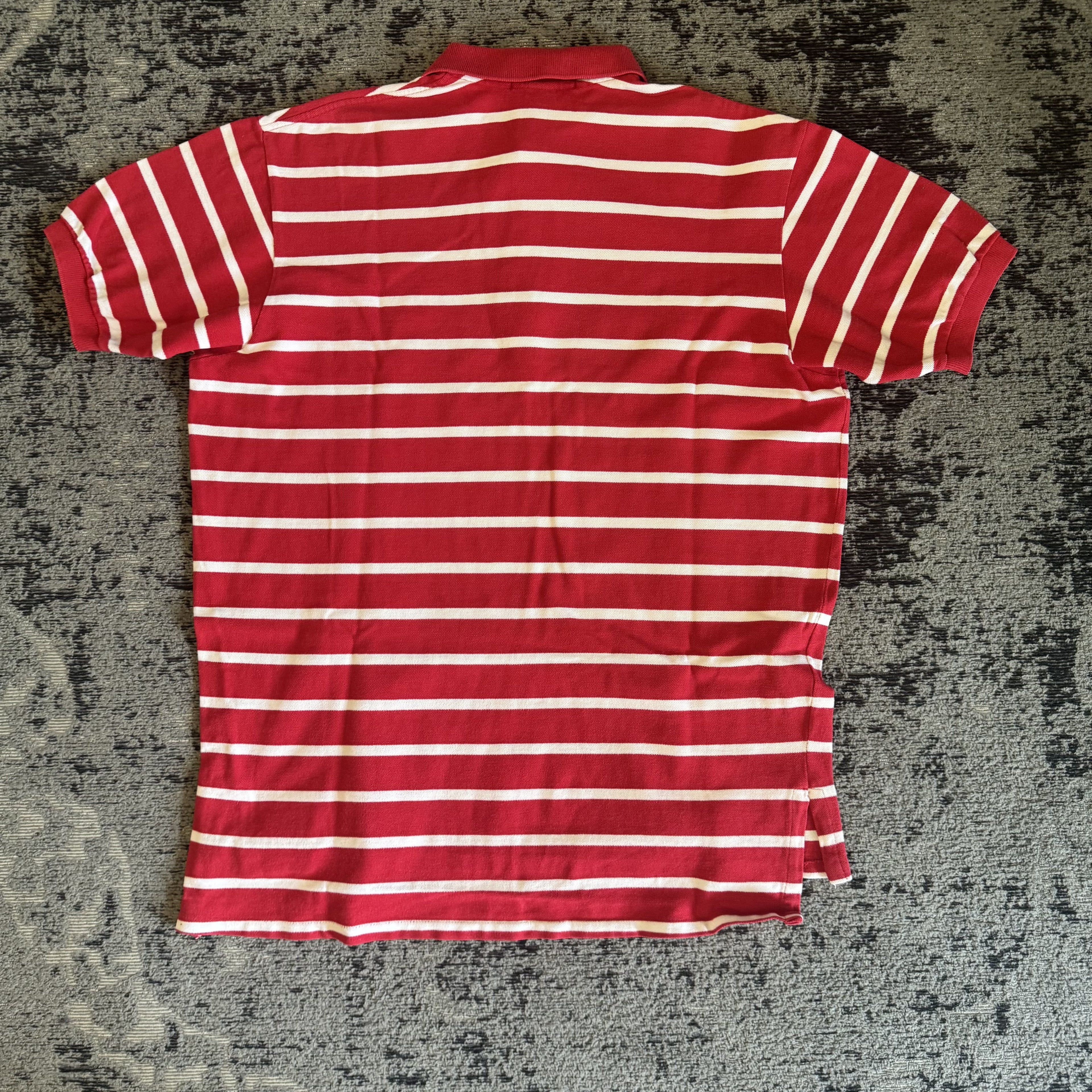 Ralph Lauren Red White Striped Polo Shirt Size L