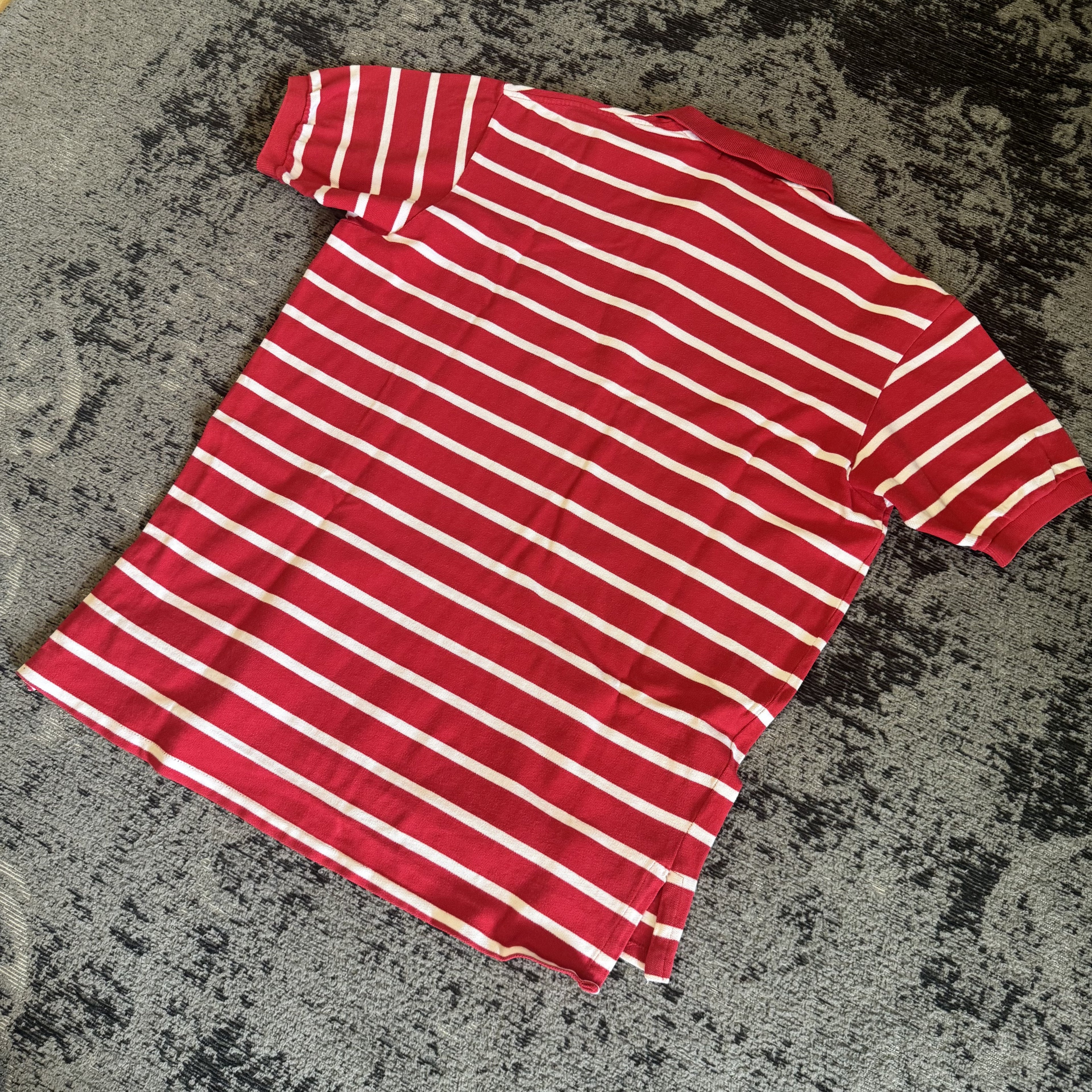 Ralph Lauren Red White Striped Polo Shirt Size L