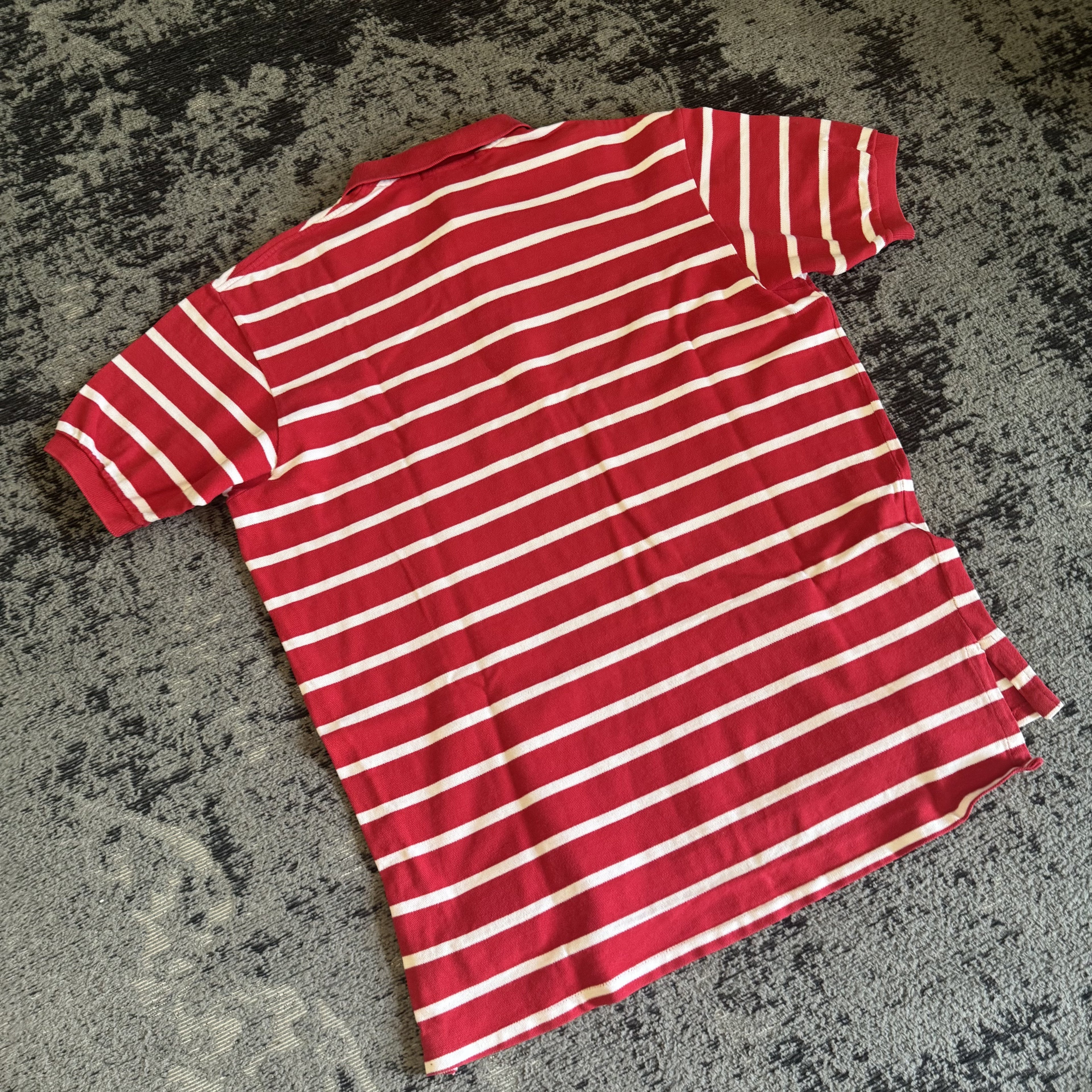 Ralph Lauren Red White Striped Polo Shirt Size L