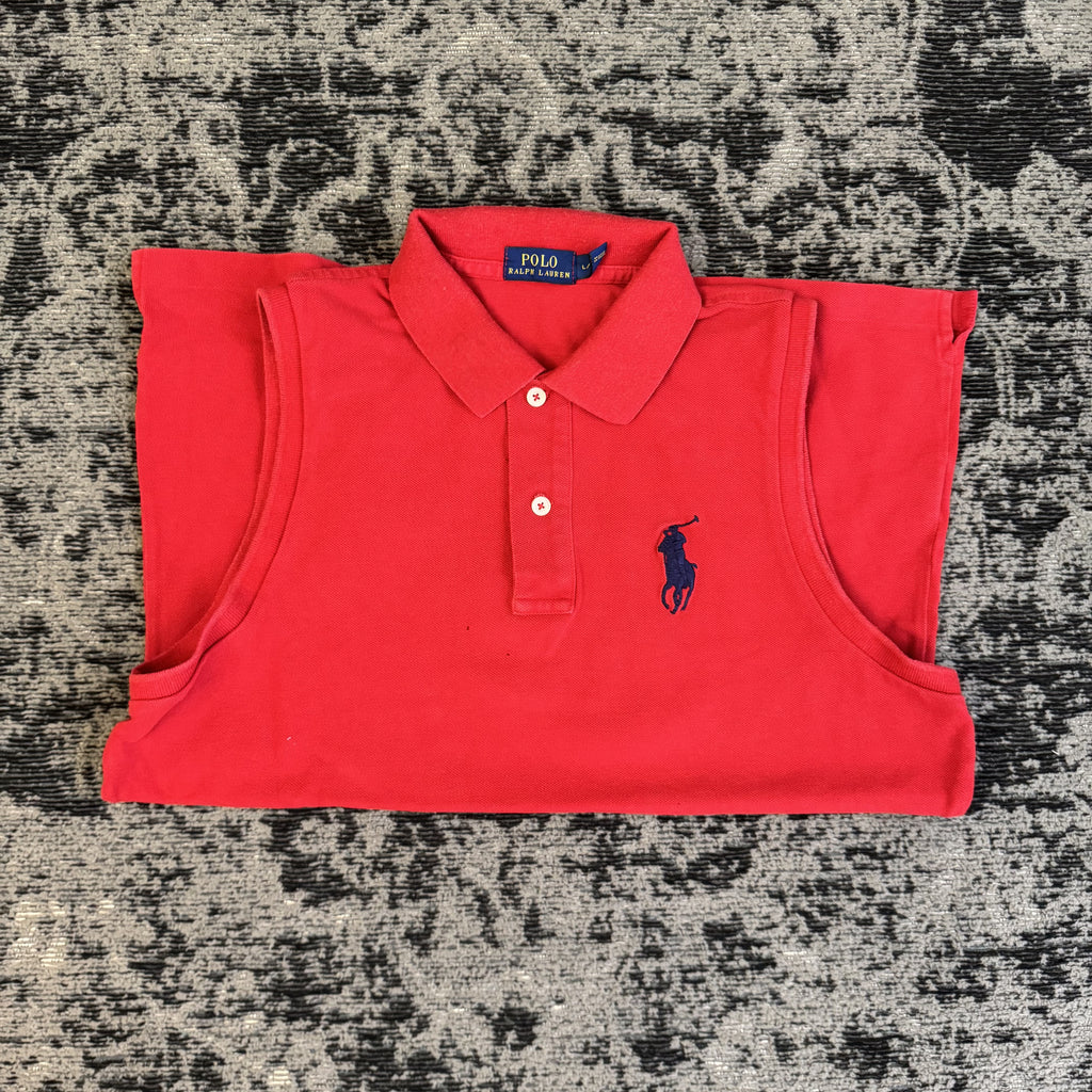 Ralph Lauren Red Sleeveless Polo Shirt Size L