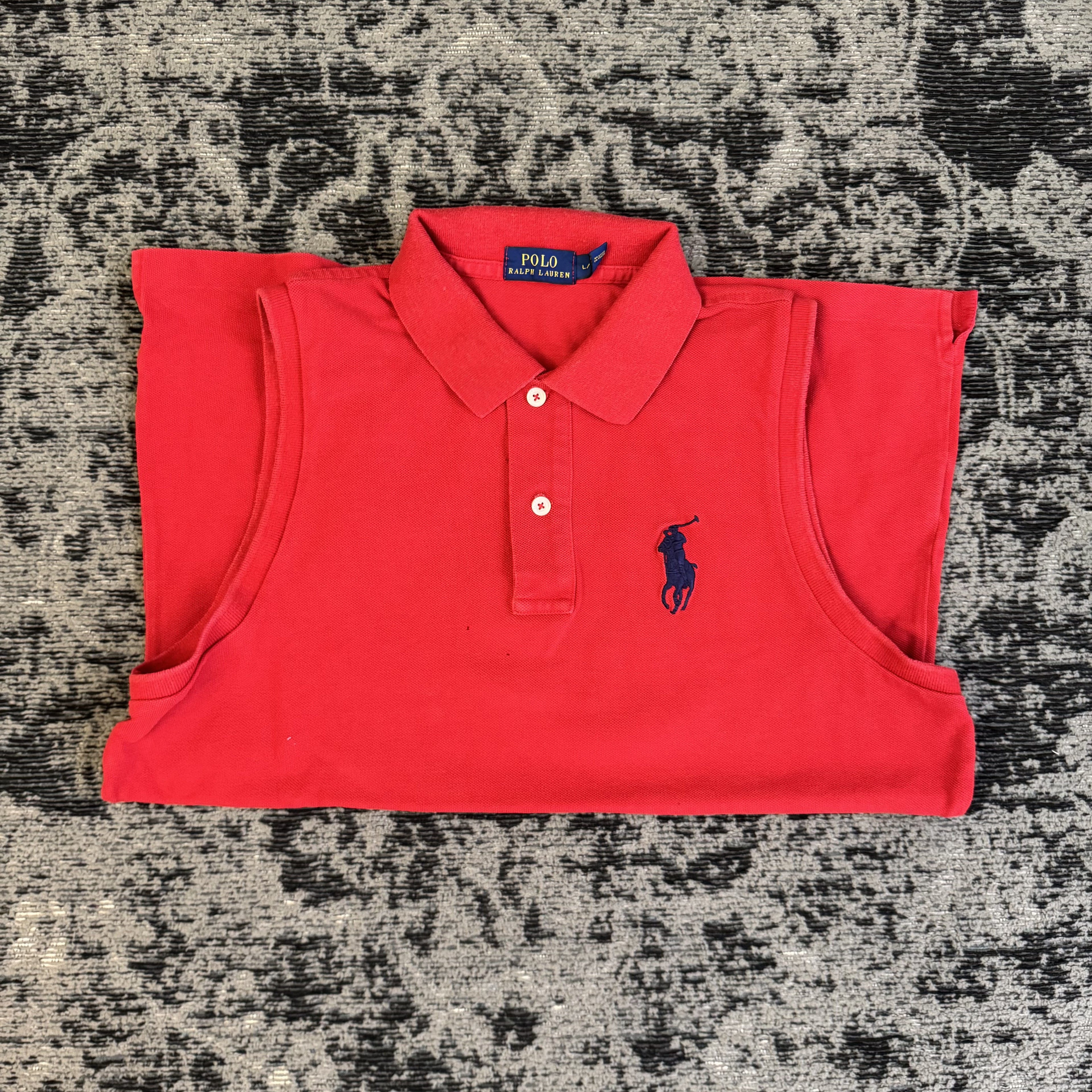 Ralph Lauren Red Sleeveless Polo Shirt Size L