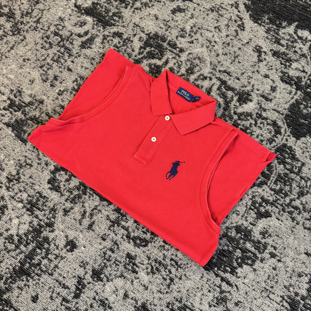 Ralph Lauren Red Sleeveless Polo Shirt Size L