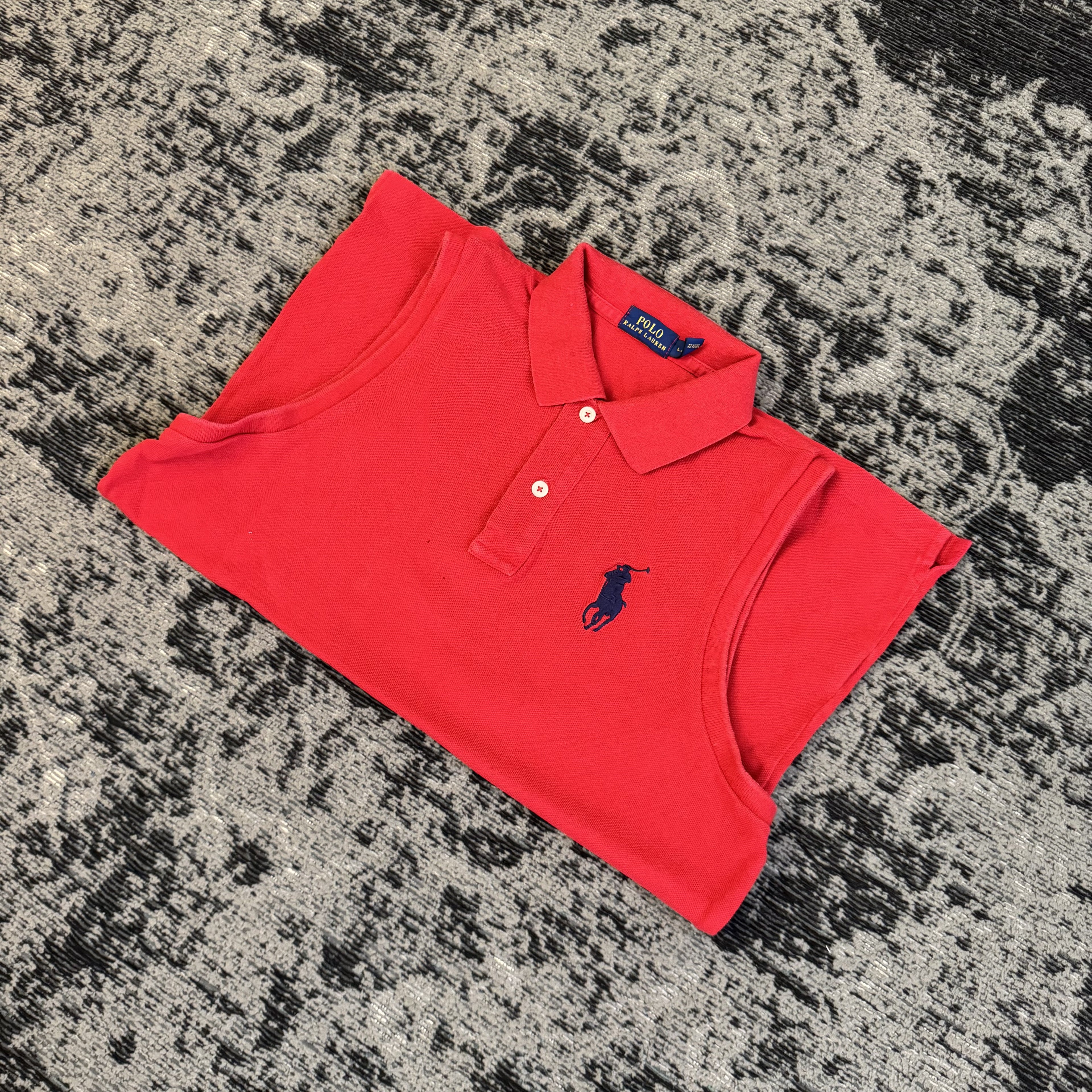 Ralph Lauren Red Sleeveless Polo Shirt Size L