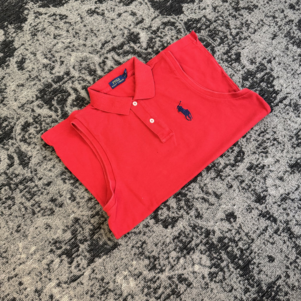 Ralph Lauren Red Sleeveless Polo Shirt Size L