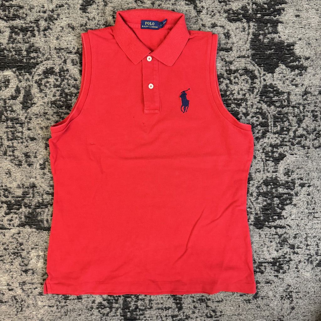 Ralph Lauren Red Sleeveless Polo Shirt Size L
