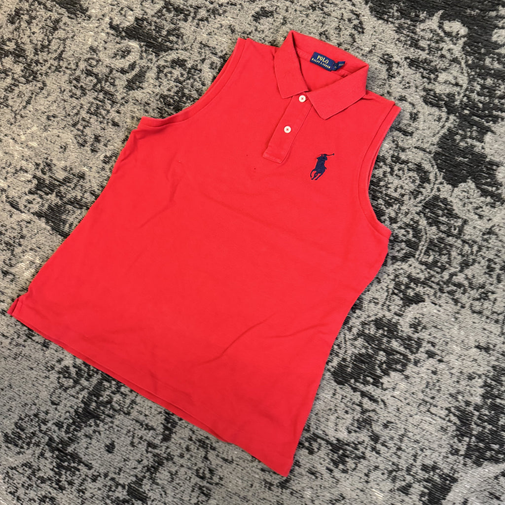 Ralph Lauren Red Sleeveless Polo Shirt Size L