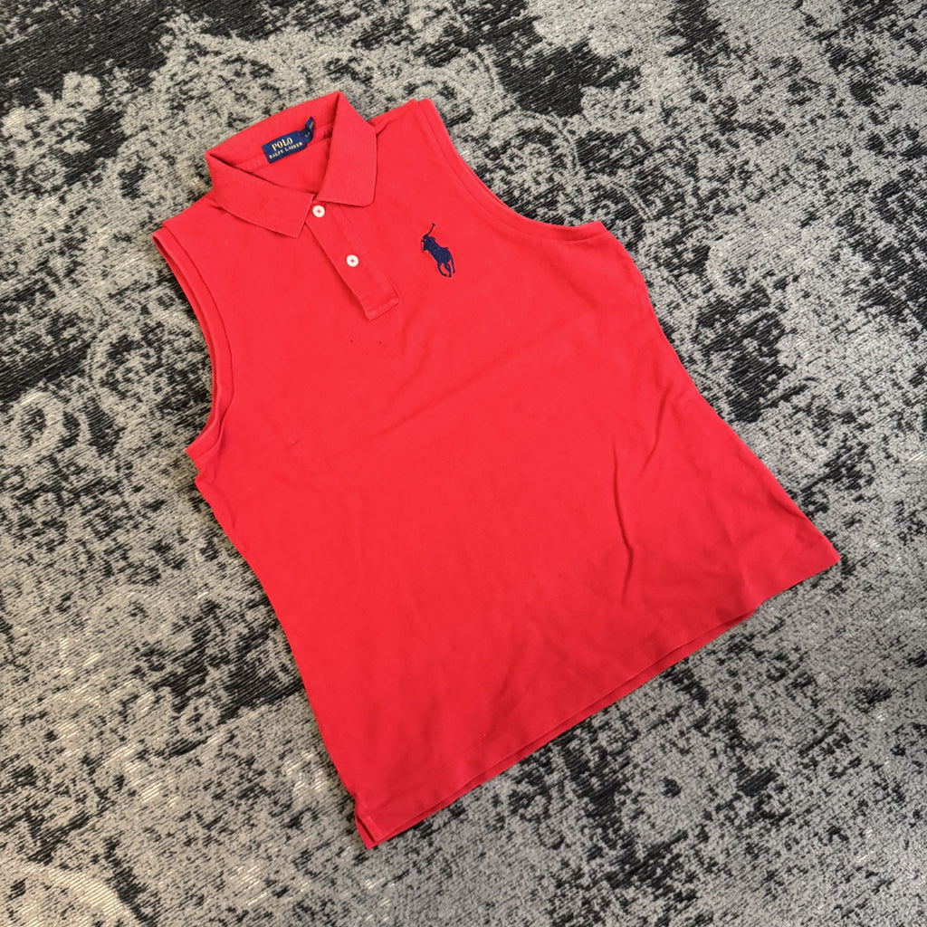Ralph Lauren Red Sleeveless Polo Shirt Size L
