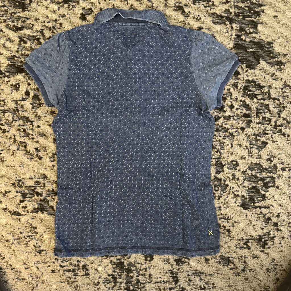 Tommy Hilfiger Denim Blue Pattern Polo Shirt Size M