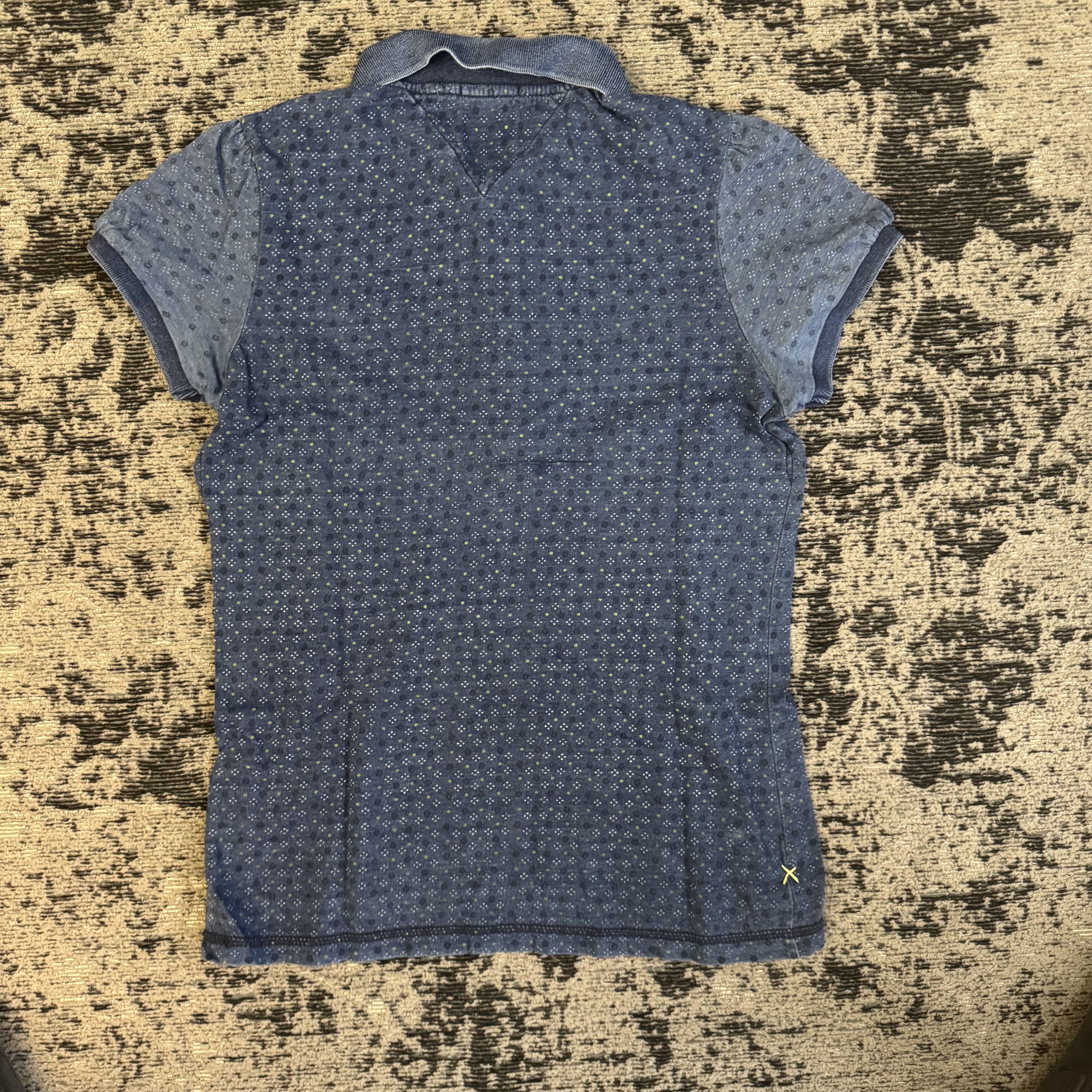 Tommy Hilfiger Denim Blue Pattern Polo Shirt Size M