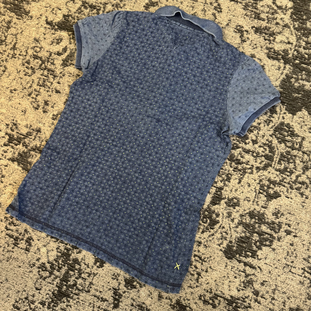 Tommy Hilfiger Denim Blue Pattern Polo Shirt Size M