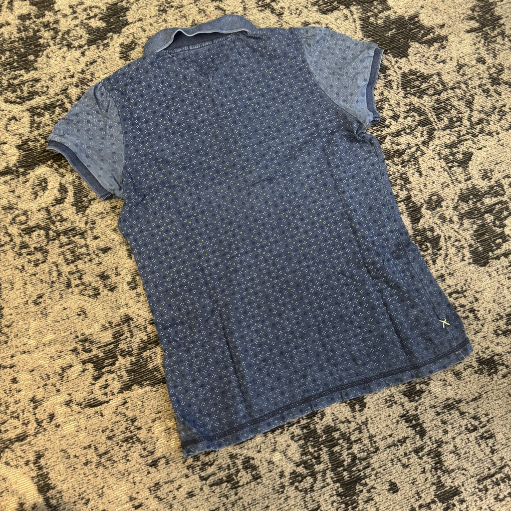 Tommy Hilfiger Denim Blue Pattern Polo Shirt Size M
