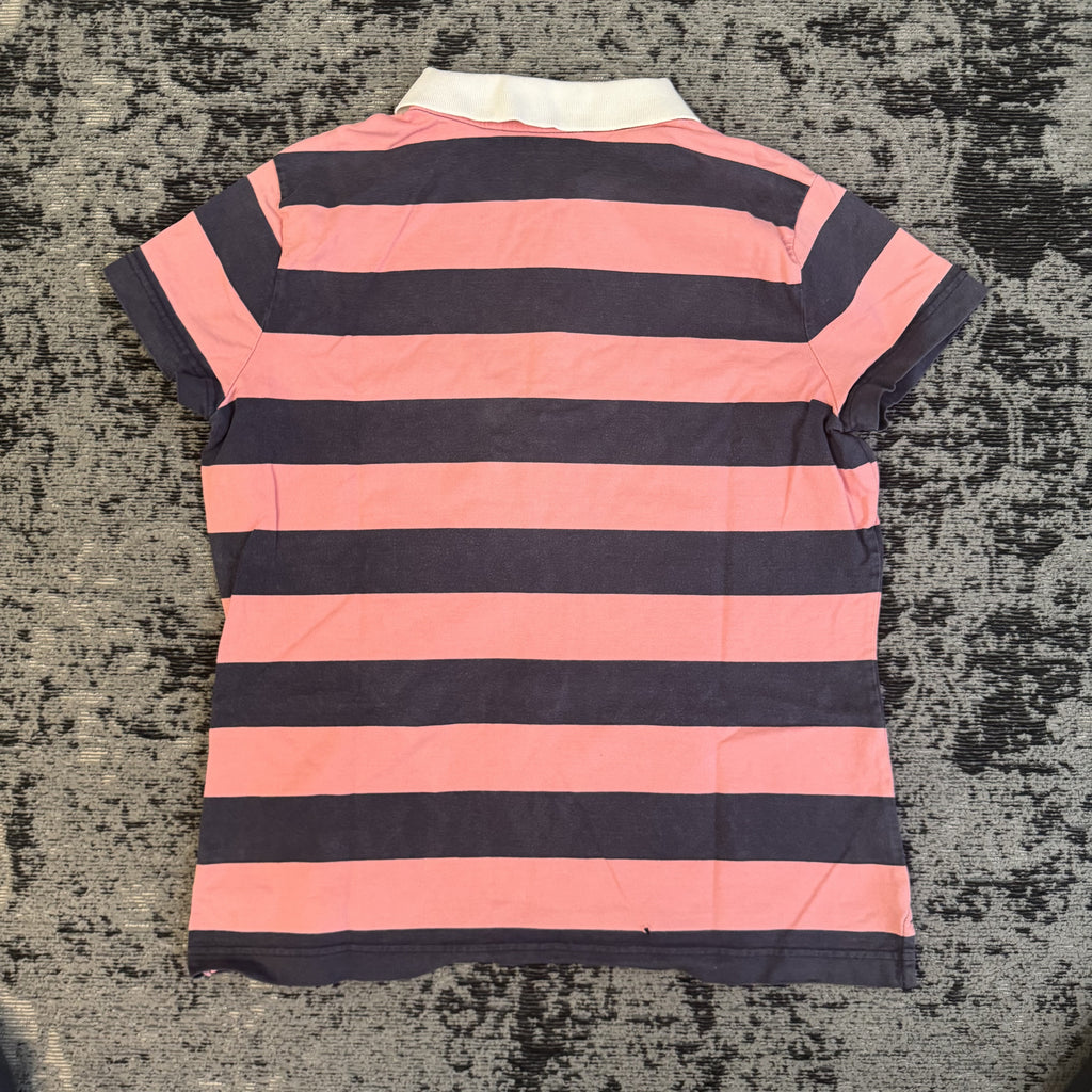 Tommy Hilfiger Pink Navy Striped Polo Shirt Size XL