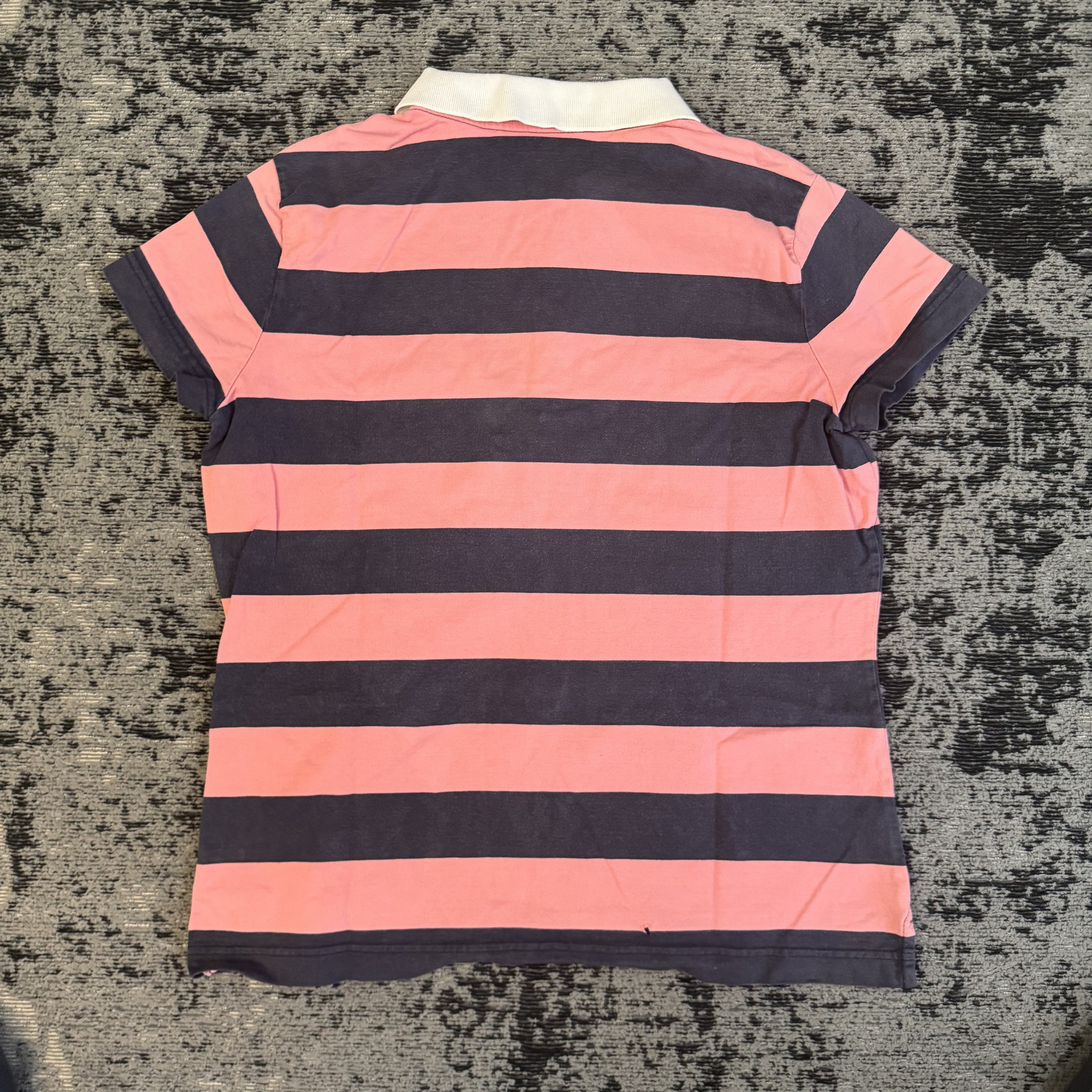 Tommy Hilfiger Pink Navy Striped Polo Shirt Size XL