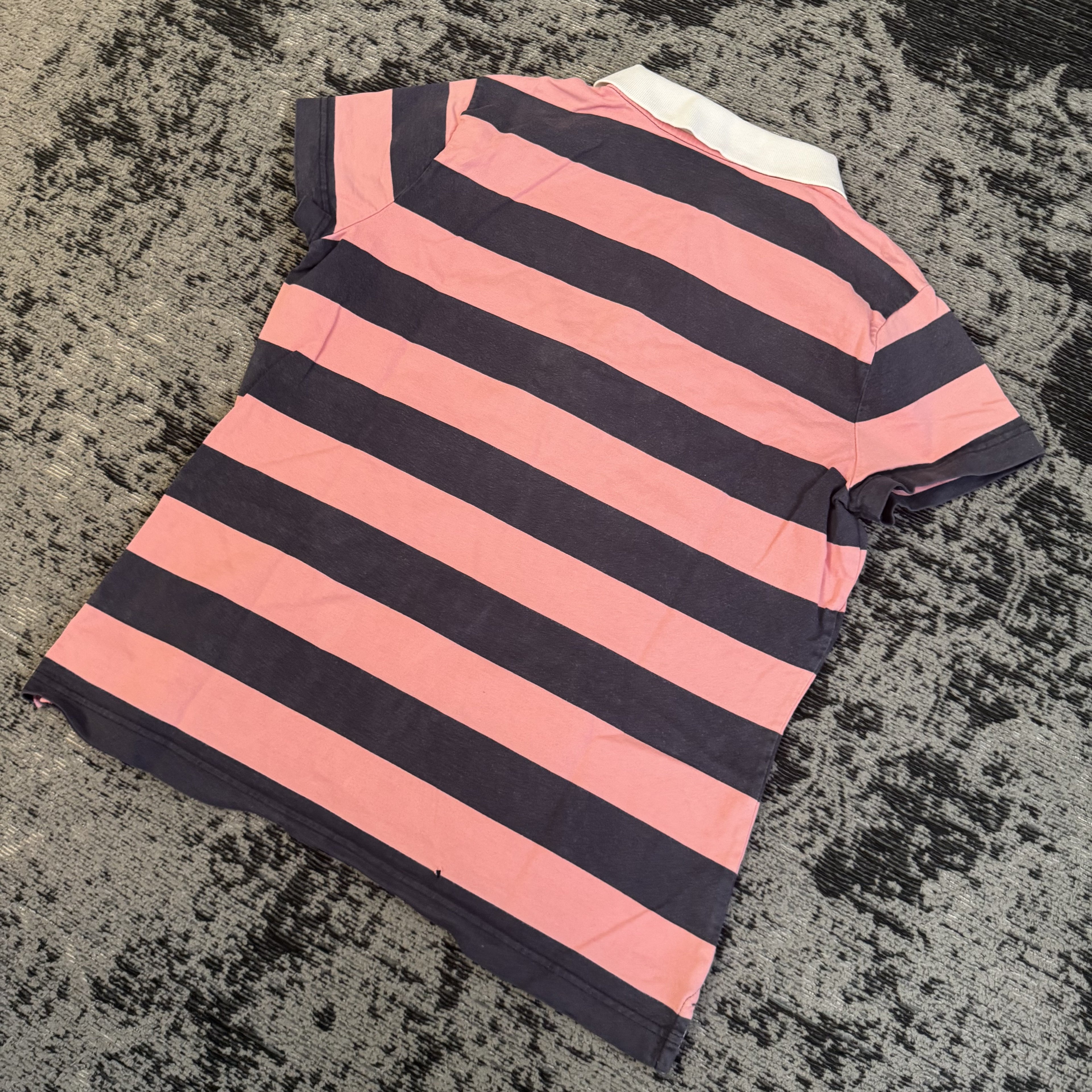 Tommy Hilfiger Pink Navy Striped Polo Shirt Size XL