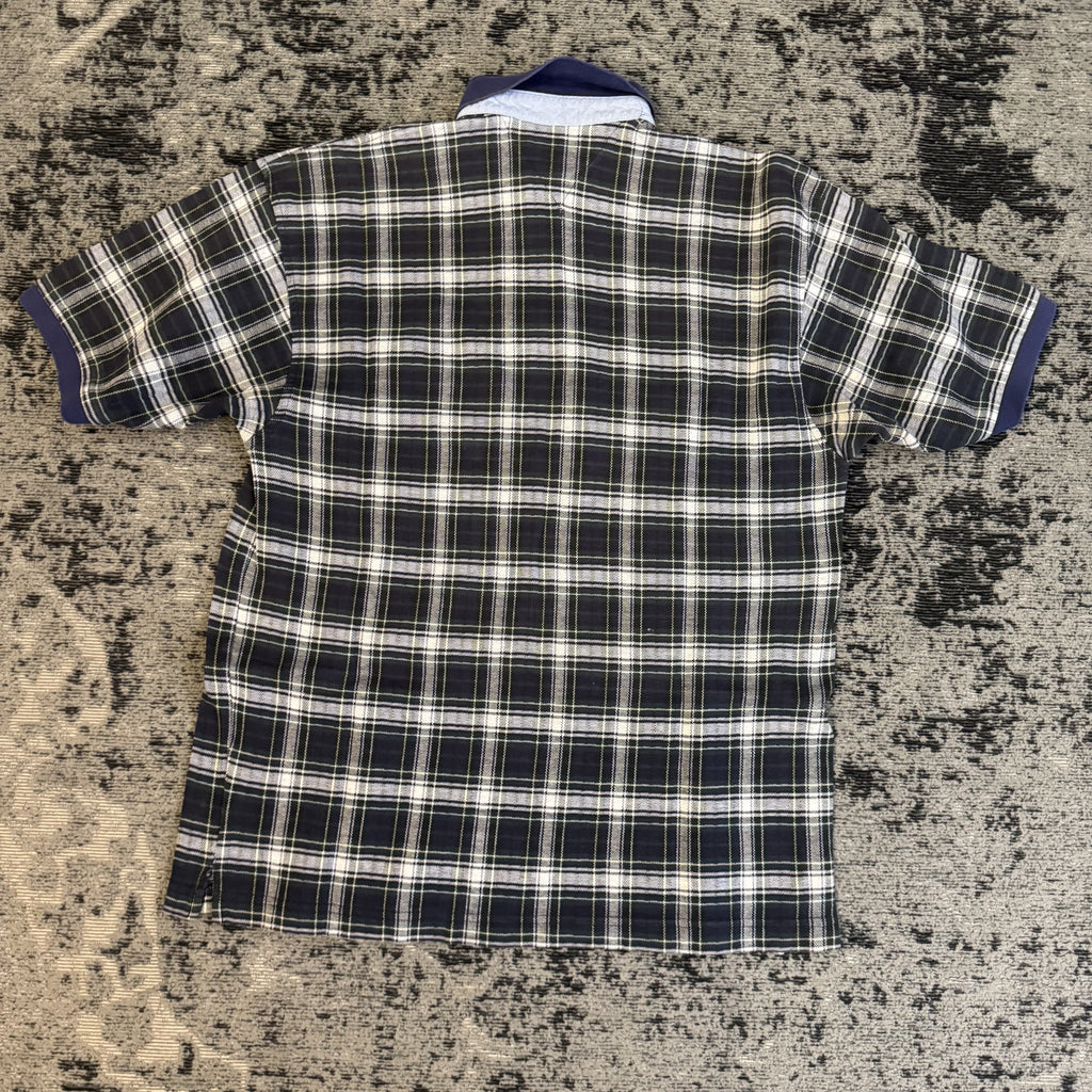 Tommy Hilfiger Black White Plaid Polo Shirt Size L
