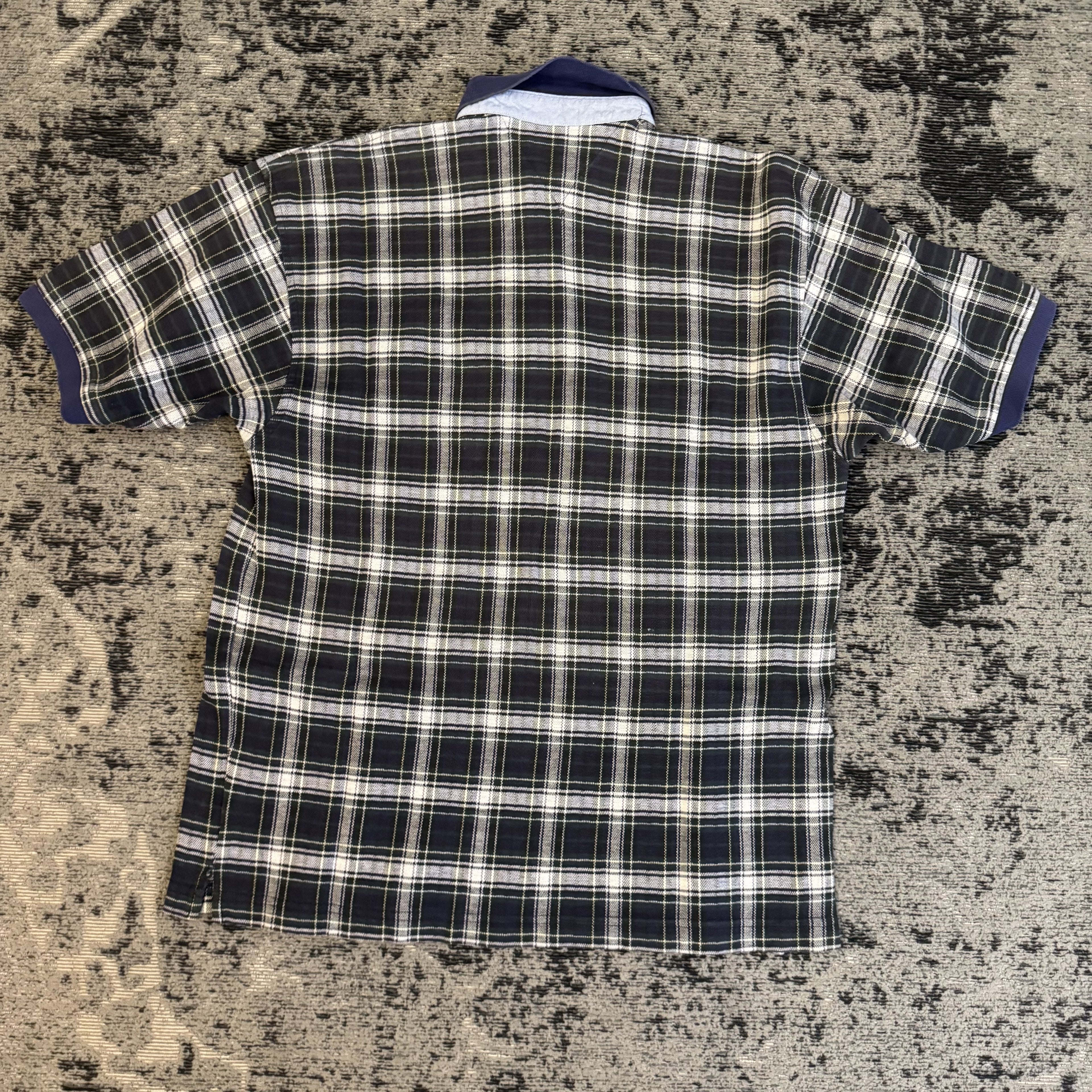 Tommy Hilfiger Black White Plaid Polo Shirt Size L