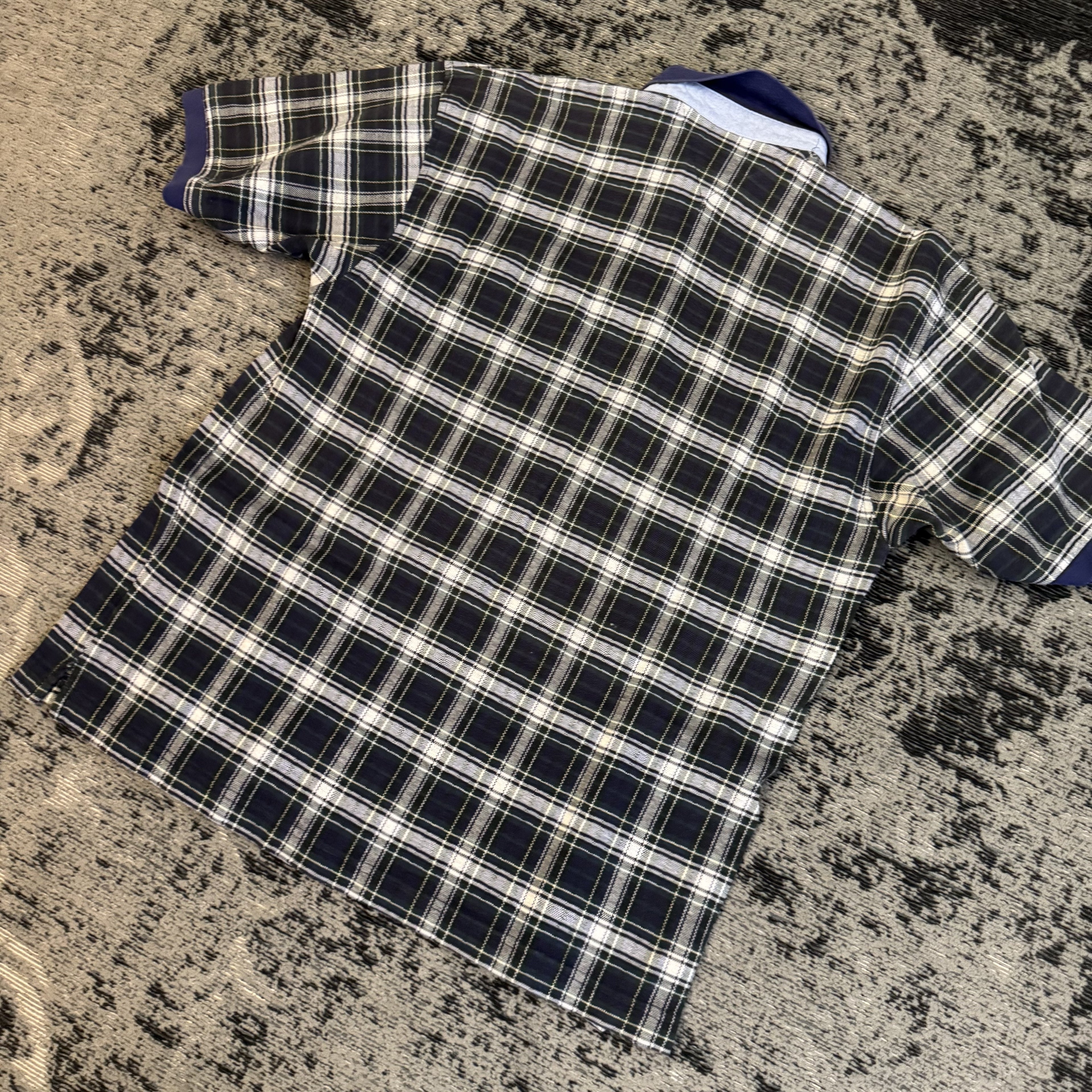 Tommy Hilfiger Black White Plaid Polo Shirt Size L