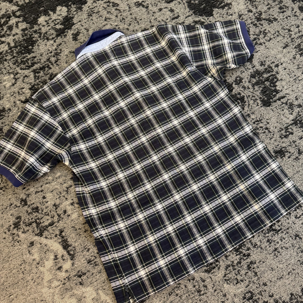 Tommy Hilfiger Black White Plaid Polo Shirt Size L