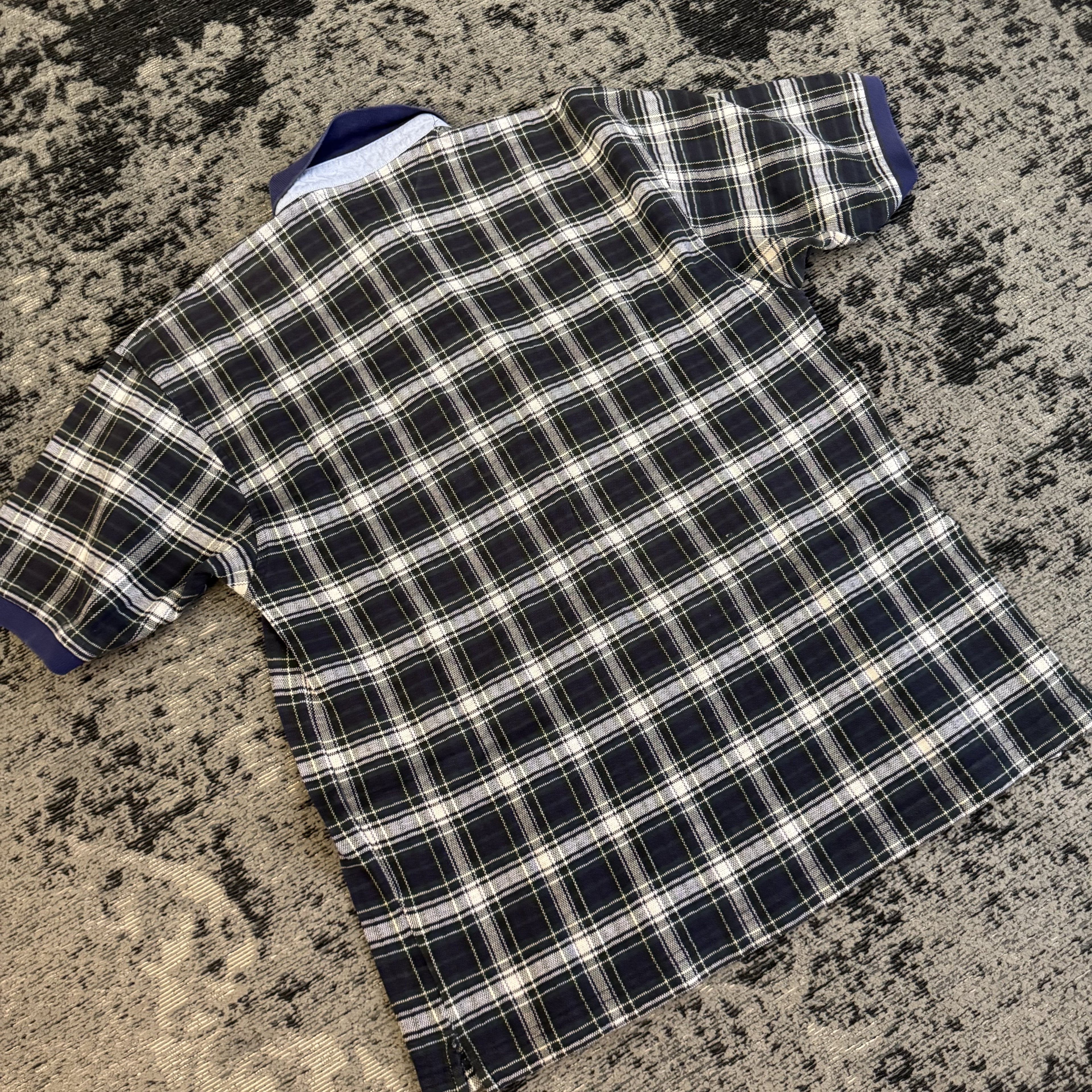 Tommy Hilfiger Black White Plaid Polo Shirt Size L